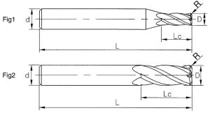 فرز انگشتی لبه گرد چهار پر HRC55 7 HRC45 Corner Radius End Mills 4 Flute 07 2